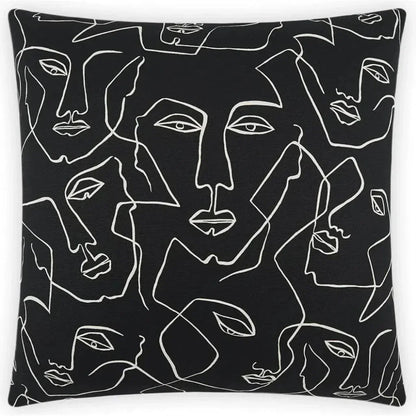 Face Up Black Throw Pillow With Insert