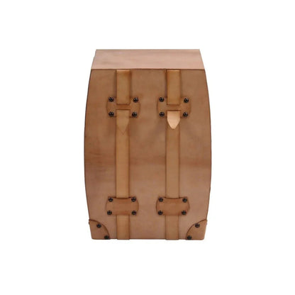Fargus Handcrafted Brown Leather Stool