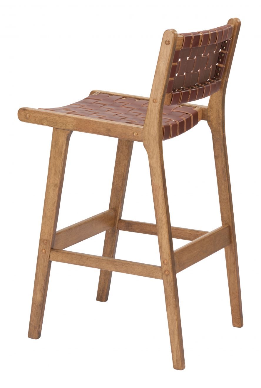 Feder Brown Leather Barstool 2PC