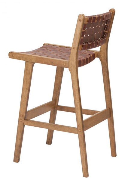 Feder Brown Leather Barstool 2PC