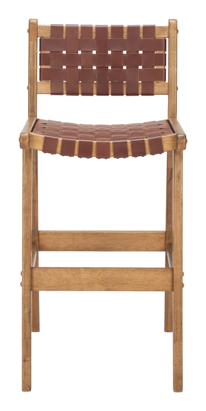 Feder Brown Leather Barstool 2PC