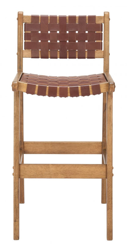 Feder Brown Leather Barstool 2PC