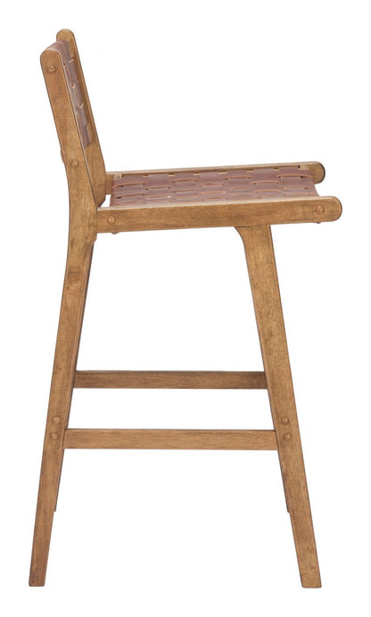 Feder Brown Leather Barstool 2PC