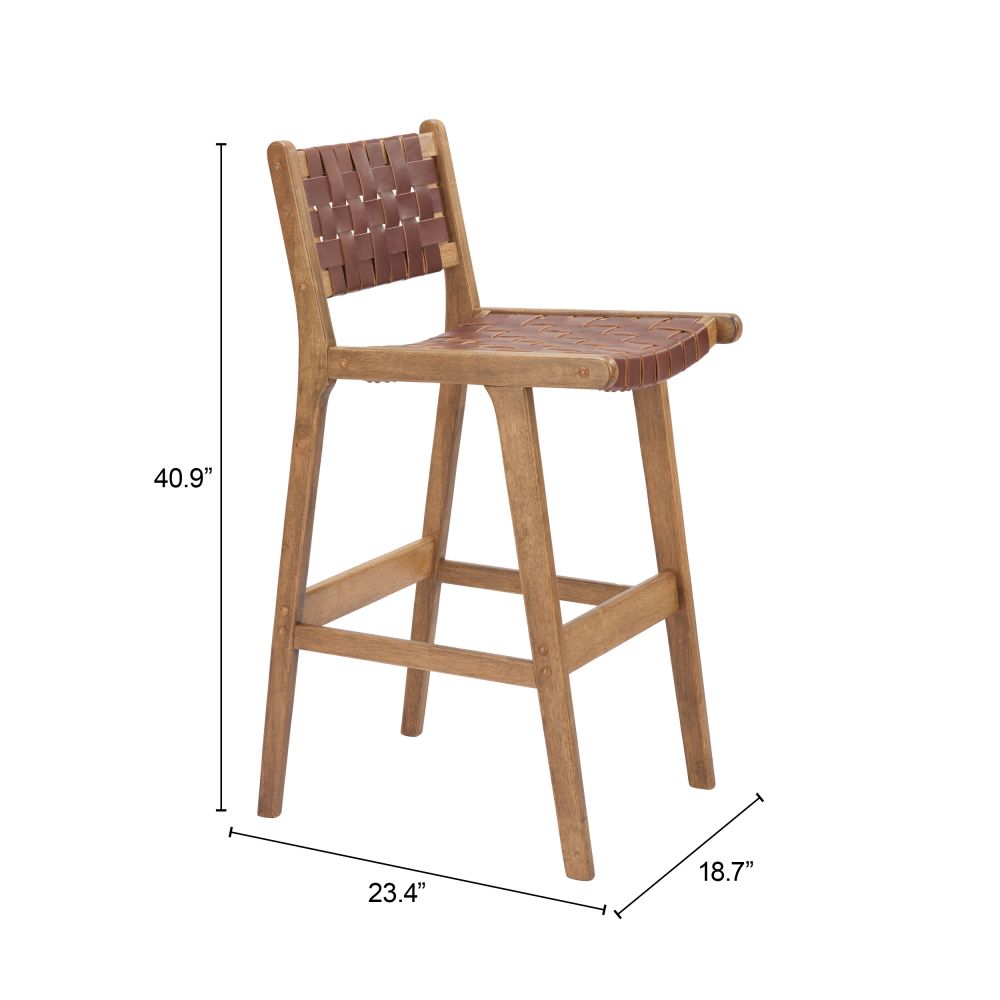 Feder Brown Leather Barstool 2PC