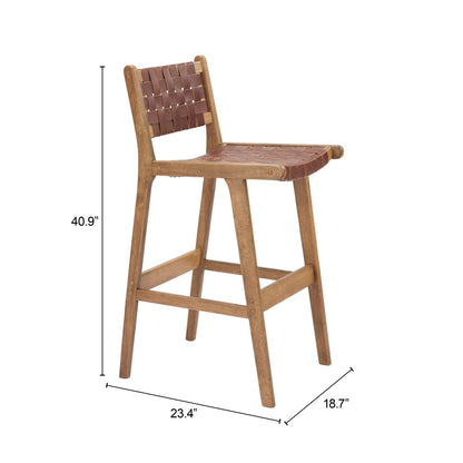 Feder Brown Leather Barstool 2PC