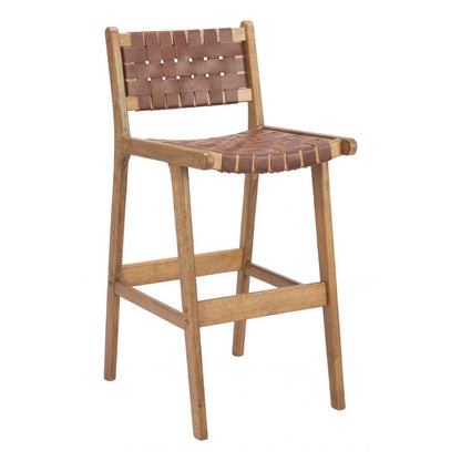 Feder Brown Leather Barstool 2PC