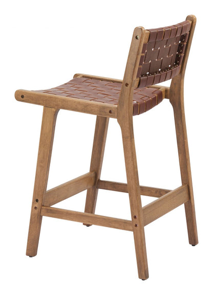 Feder Brown Leather Counter Stool 2PC
