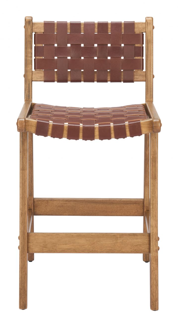 Feder Brown Leather Counter Stool 2PC