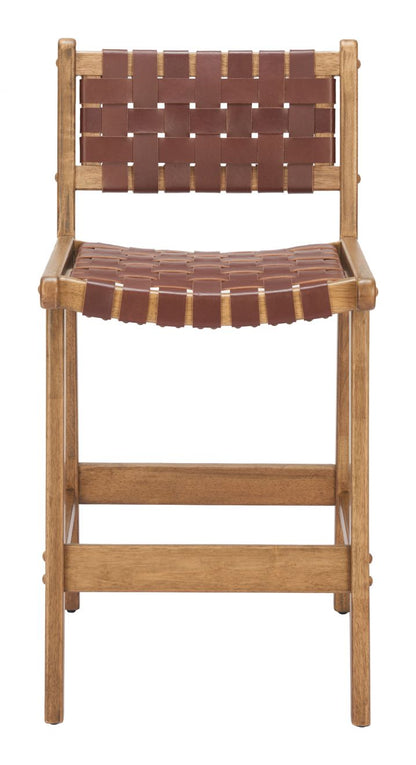 Feder Brown Leather Counter Stool 2PC