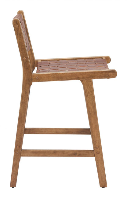 Feder Brown Leather Counter Stool 2PC
