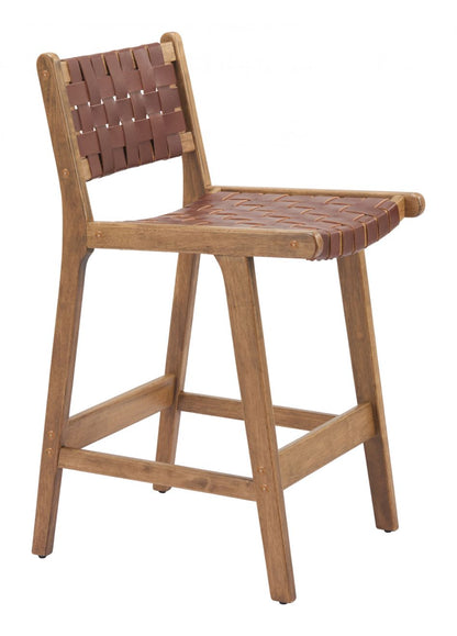 Feder Brown Leather Counter Stool 2PC