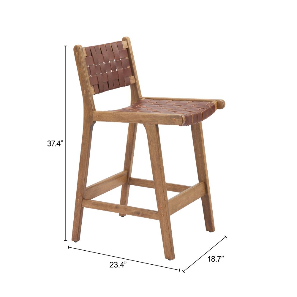 Feder Brown Leather Counter Stool 2PC