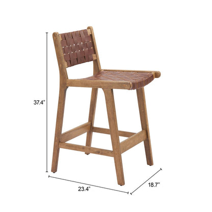 Feder Brown Leather Counter Stool 2PC