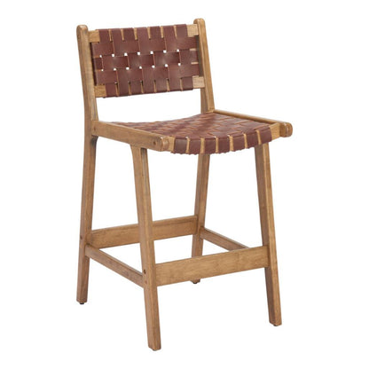 Feder Brown Leather Counter Stool 2PC
