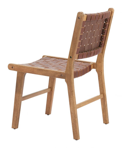 Feder Brown Leather Dining Chair 2PC