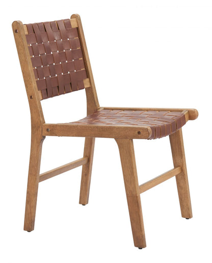 Feder Brown Leather Dining Chair 2PC