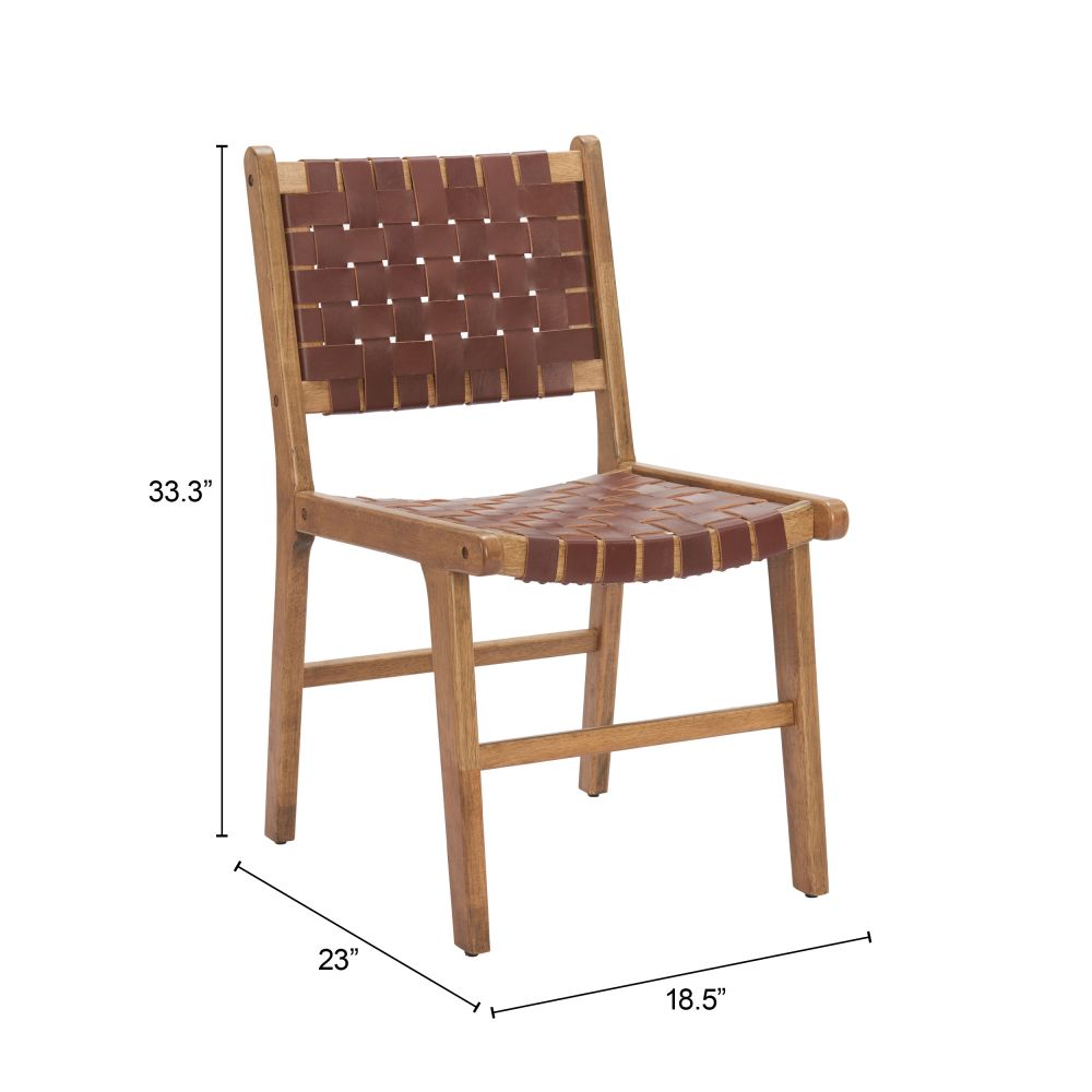 Feder Brown Leather Dining Chair 2PC