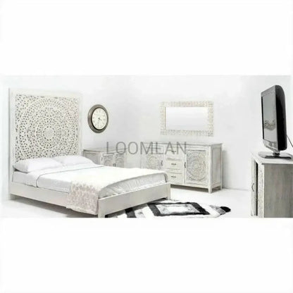 Feyloren Hand Carved White Accent Cabinet
