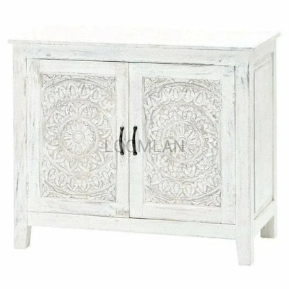 Feyloren Hand Carved White Accent Cabinet