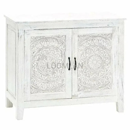 Feyloren Hand Carved White Accent Cabinet