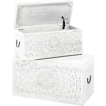 Feyloren Rectangular White Trunks (Set of 2)