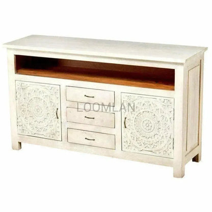 Feyloren Three Drawers White Media Cabinet