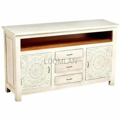 Feyloren Three Drawers White Media Cabinet