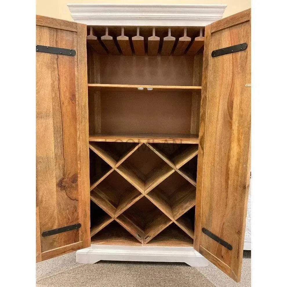 Feyloren White Coastal Tall Home Bar Cabinet