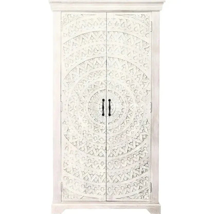 Feyloren White Coastal Tall Home Bar Cabinet