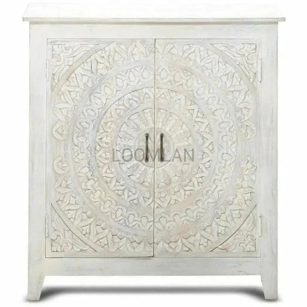 Feyloren White Wash Lace Mandala Accent Cabinet