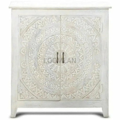 Feyloren White Wash Lace Mandala Accent Cabinet