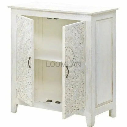 Feyloren White Wash Lace Mandala Accent Cabinet