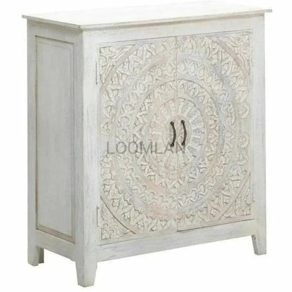 Feyloren White Wash Lace Mandala Accent Cabinet