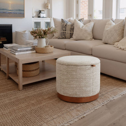 Fije Textured Fabric Storage Ottoman
