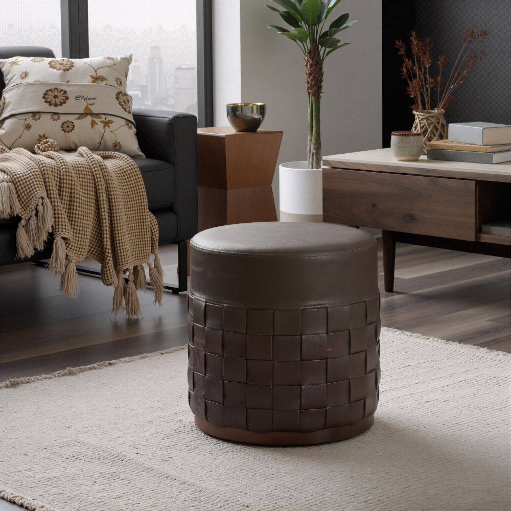 Filo Faux Leather Ottoman