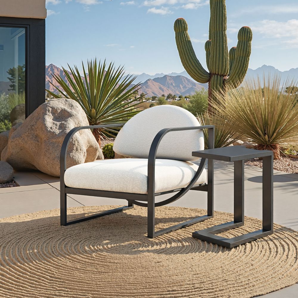 Flakt Ivory Fabric Outdoor Accent Chair