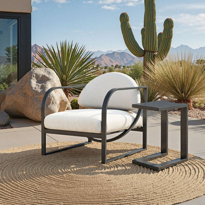 Flakt Ivory Fabric Outdoor Accent Chair