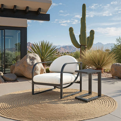 Flakt Ivory Fabric Outdoor Accent Chair