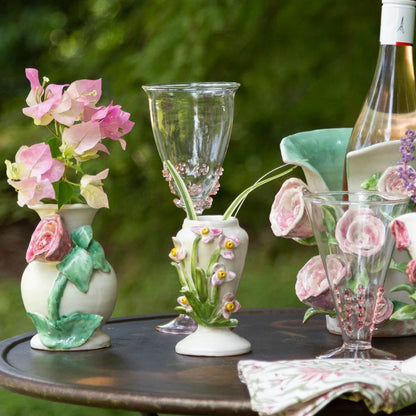 Flower Design White Ceramic Vase