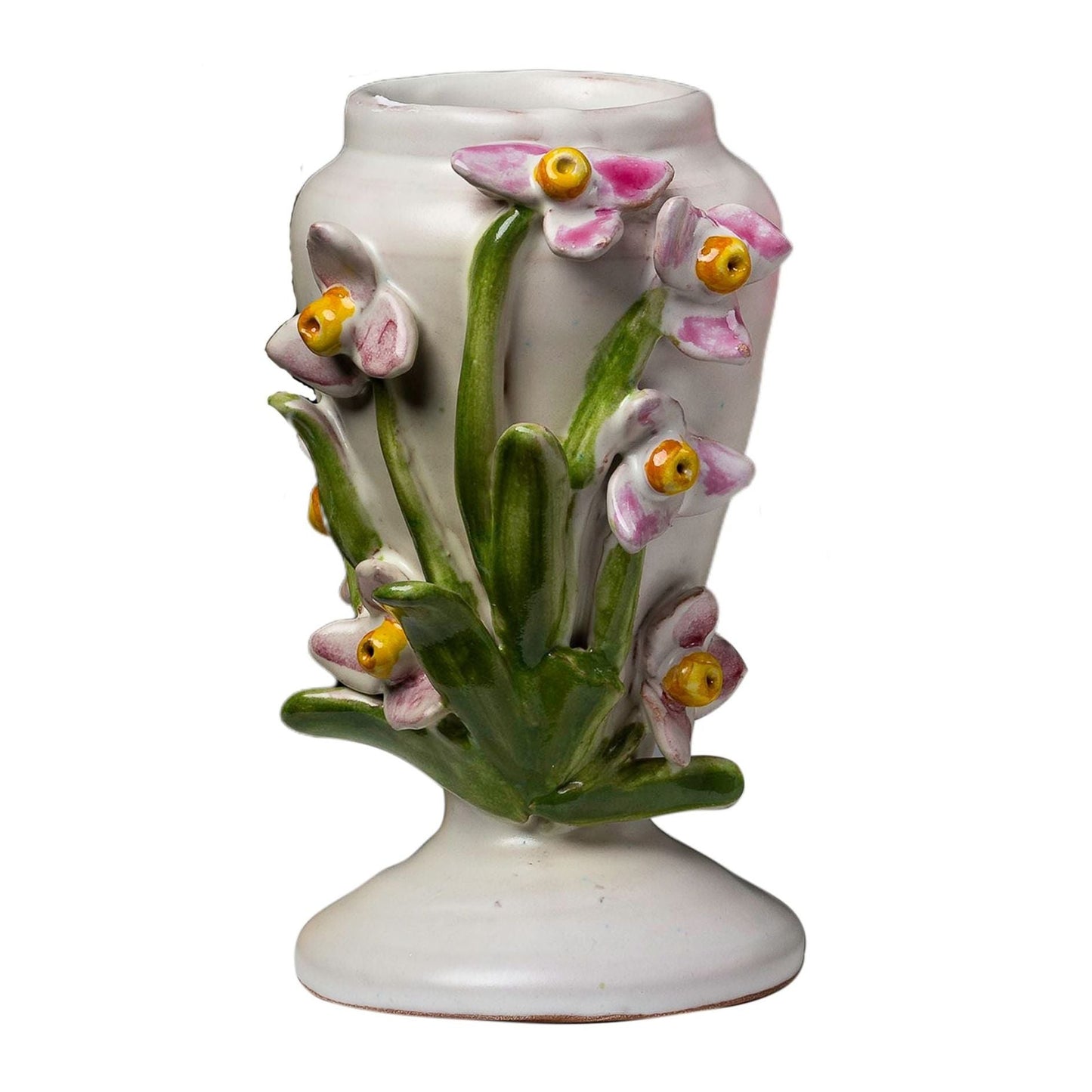 Flower Design White Ceramic Vase