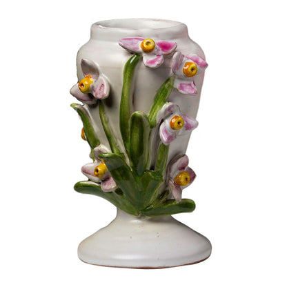 Flower Design White Ceramic Vase