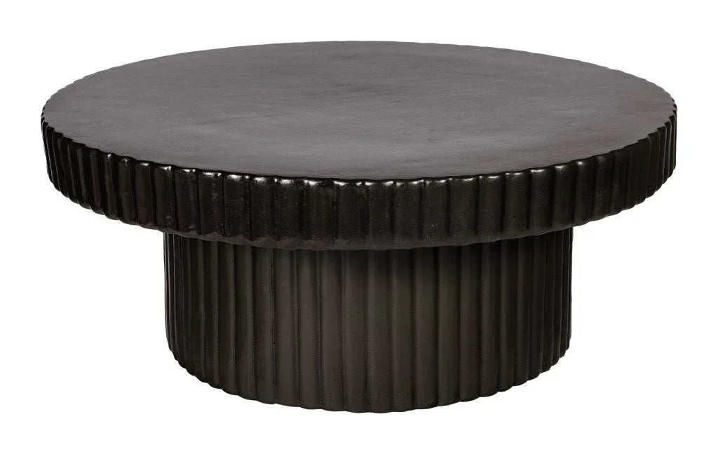 Flute Ceramic Glazed Patio Coffee Table