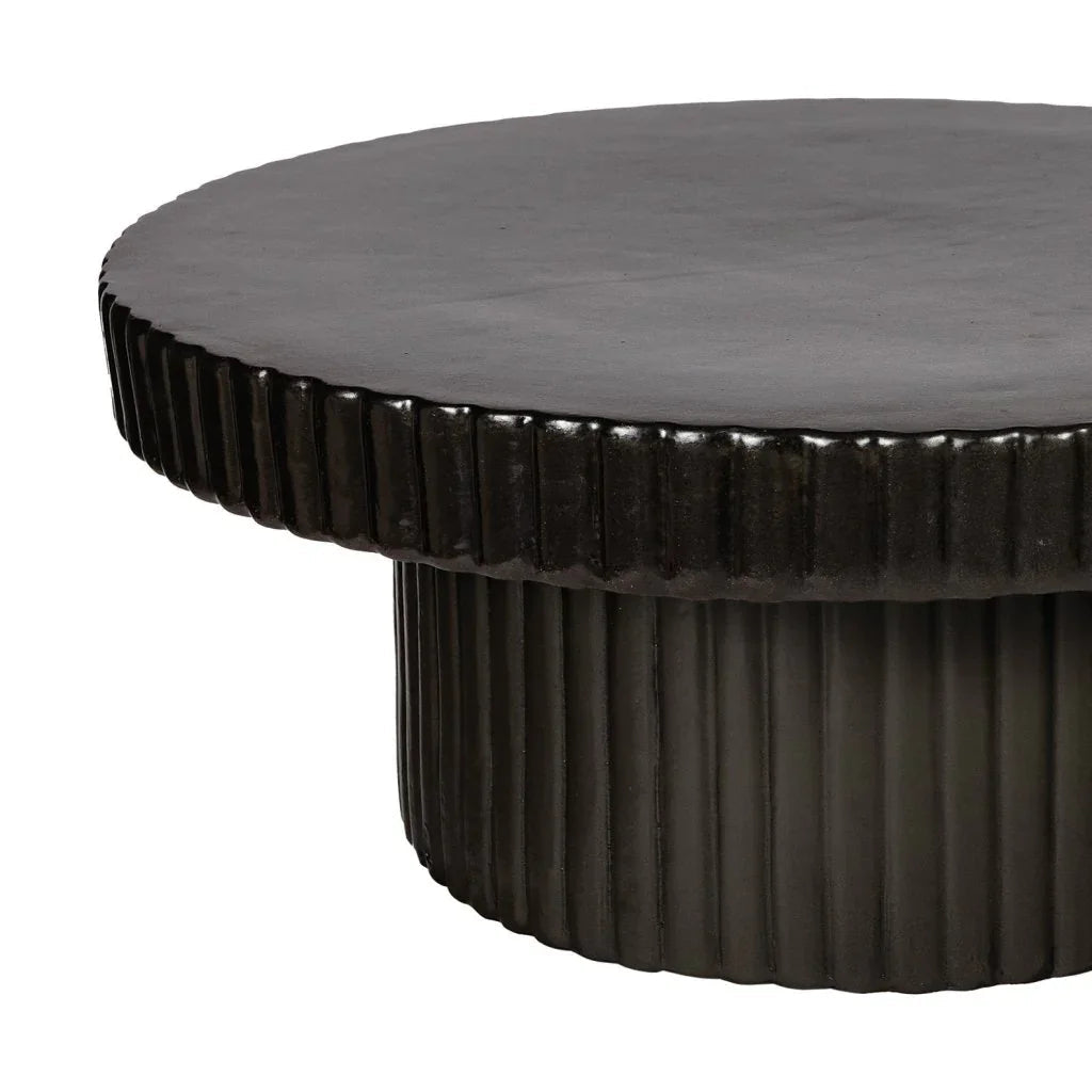 Flute Ceramic Glazed Patio Coffee Table