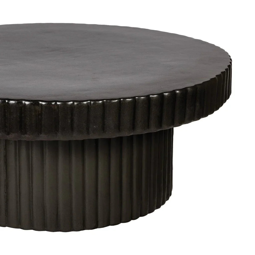 Flute Ceramic Glazed Patio Coffee Table