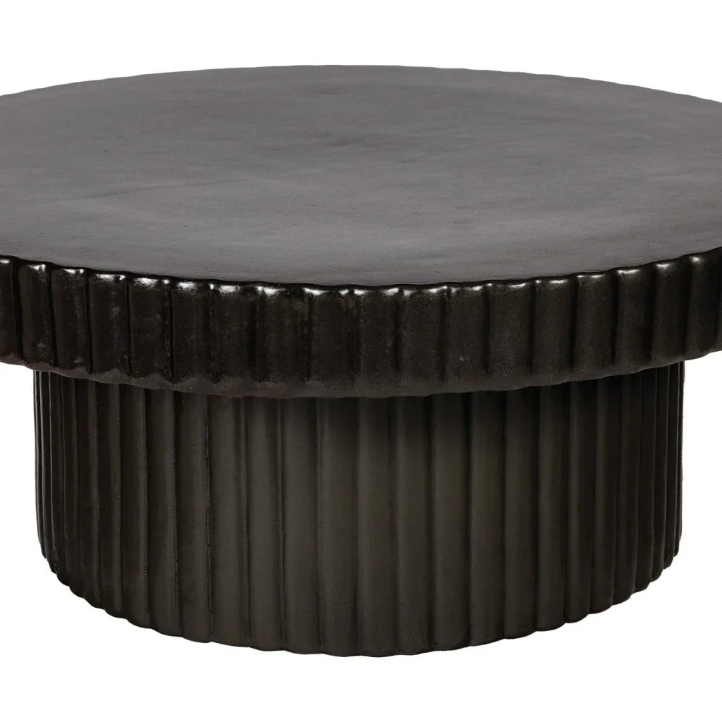 Flute Ceramic Glazed Patio Coffee Table