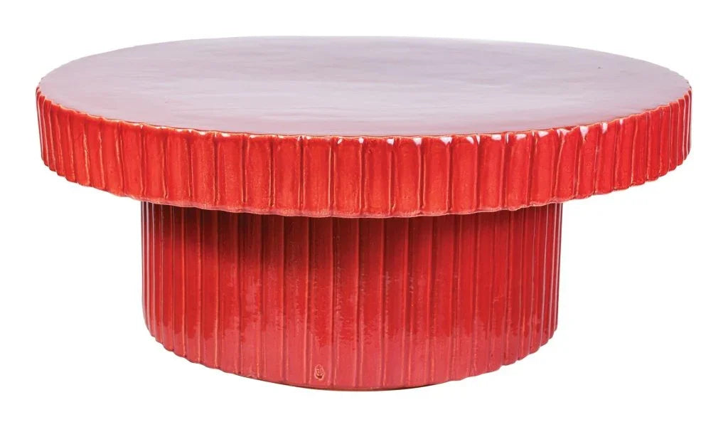 Flute Ceramic Glazed Patio Coffee Table