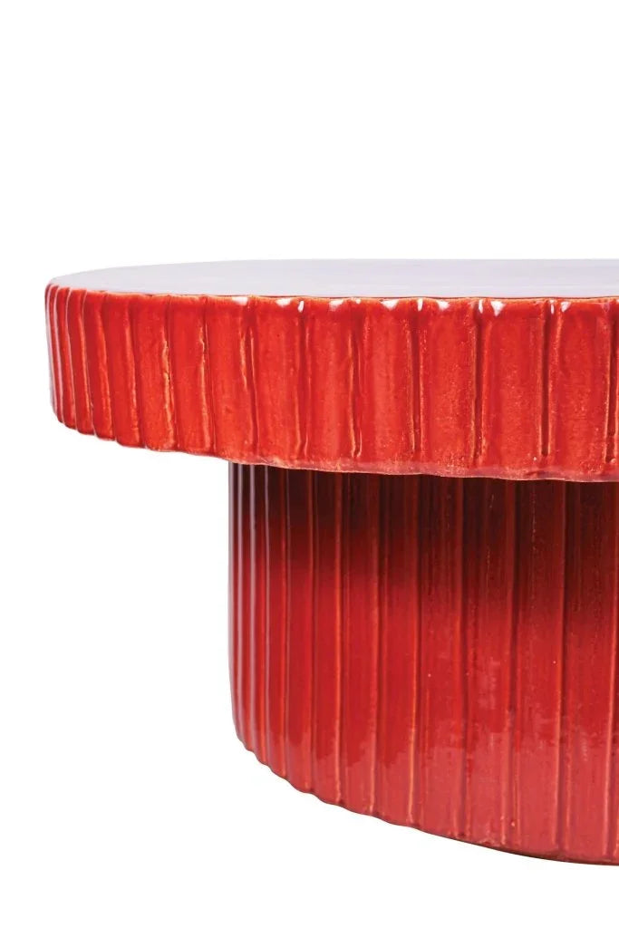 Flute Ceramic Glazed Patio Coffee Table