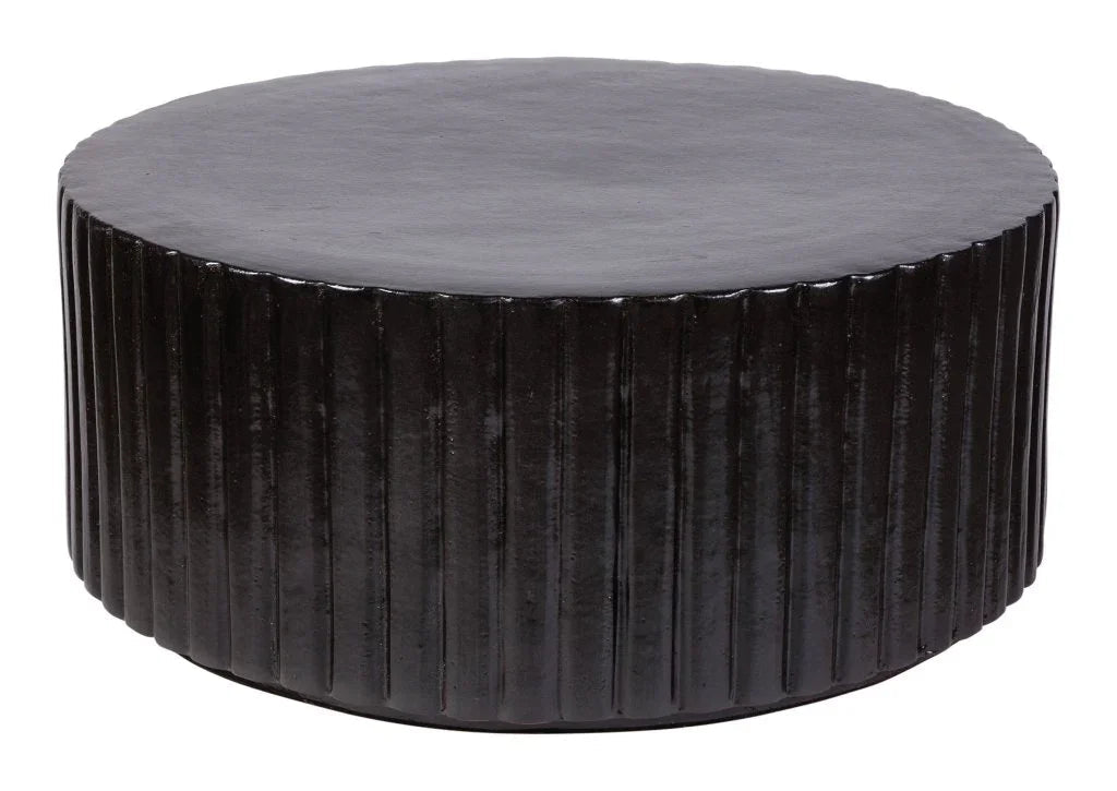 Flute Ceramic Round Patio Accent Table