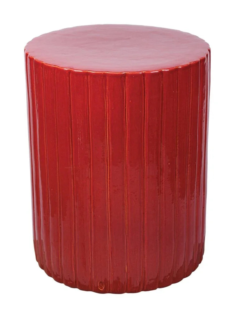 Flute Ceramic Round Patio Accent Table