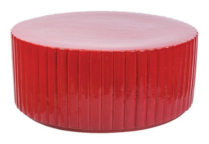 Flute Ceramic Round Patio Accent Table